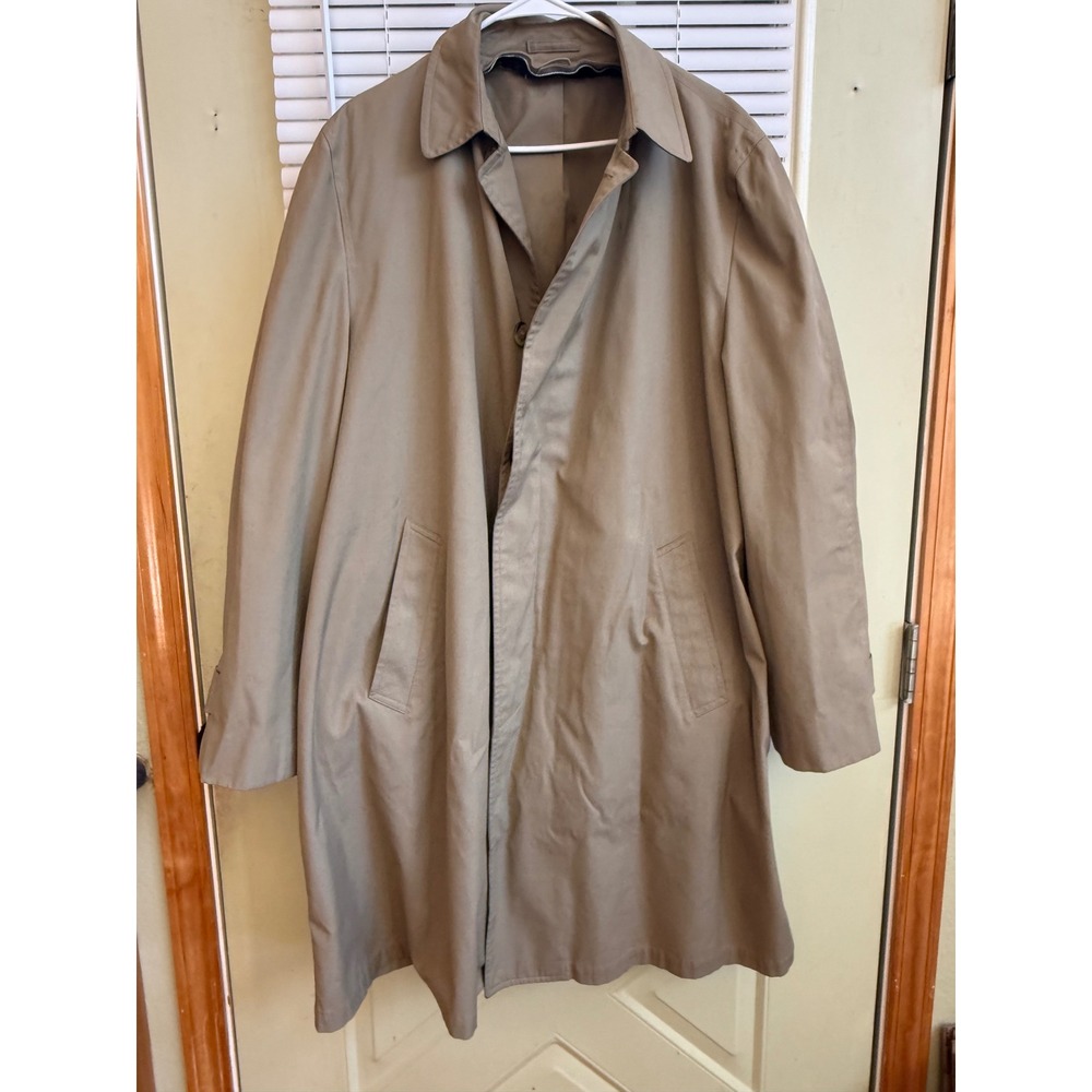 Vintage London Fog Maincoats Tan Trench Coat Claeth Cloth Mens 44 Long